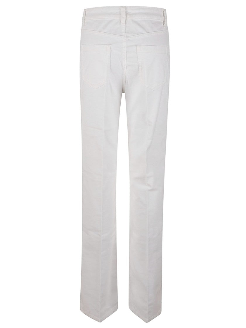 Anaii Straight White Pants With Subtle Texture And Flared Hem