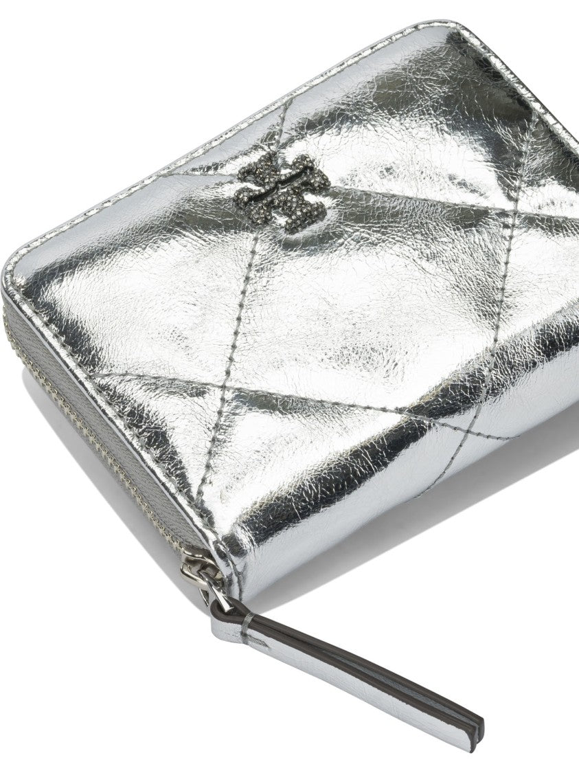 Tory Burch Quilted Silver Cow Leather Wallet