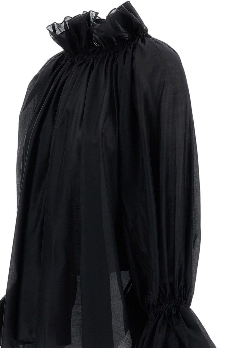 The Latest Black Estelle Ruffled Collar Muslin Shirt