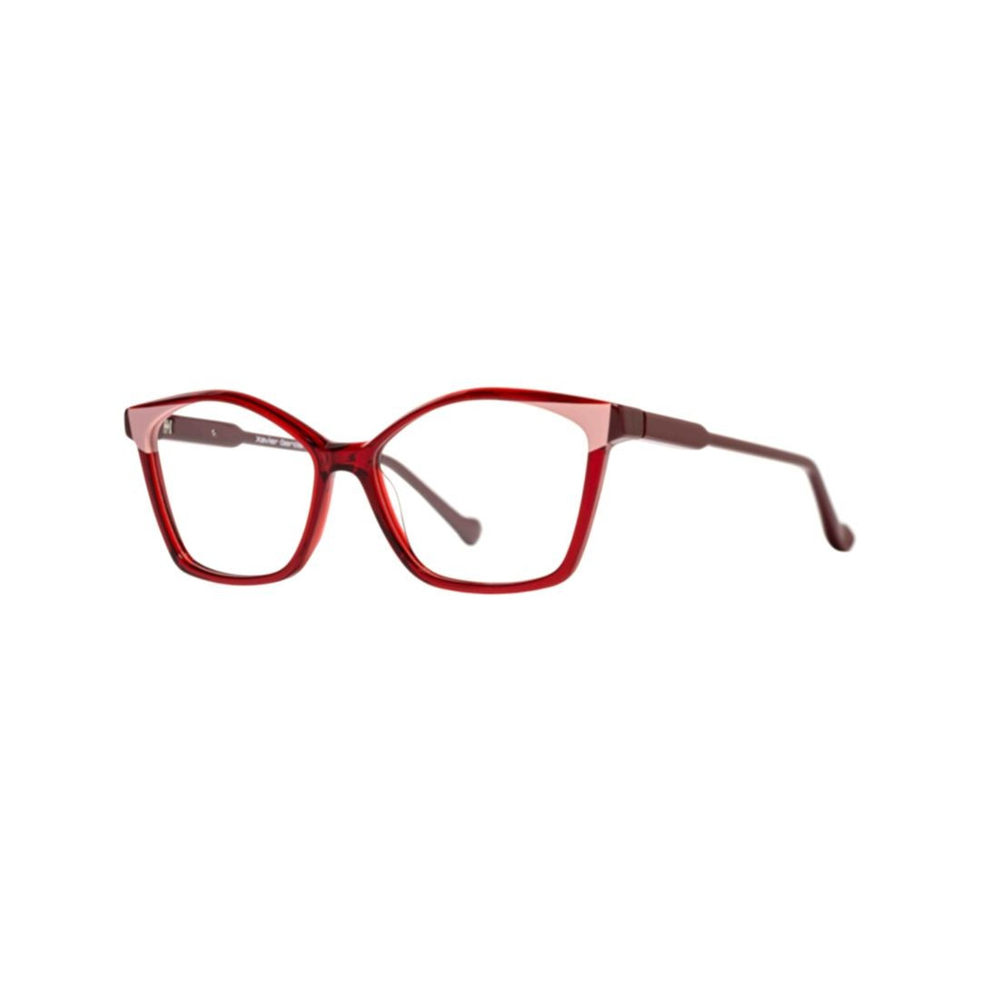 Xavier Garcia Design Madame C-3 Bold Red Cat-Eye Eyeglasses With Angular Frame