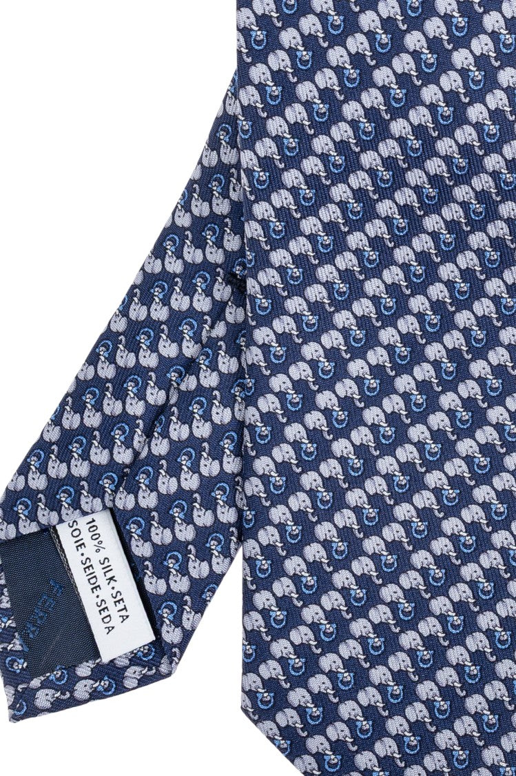 Ferragamo Handcrafted Navy Silk Tie