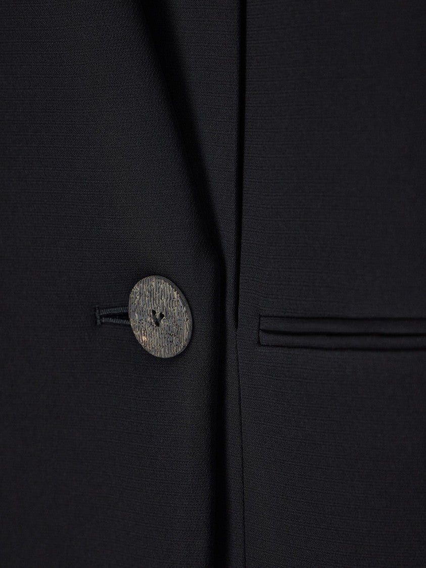 Giorgio Armani Black Crepe Silk Cady Double-Breasted Blazer