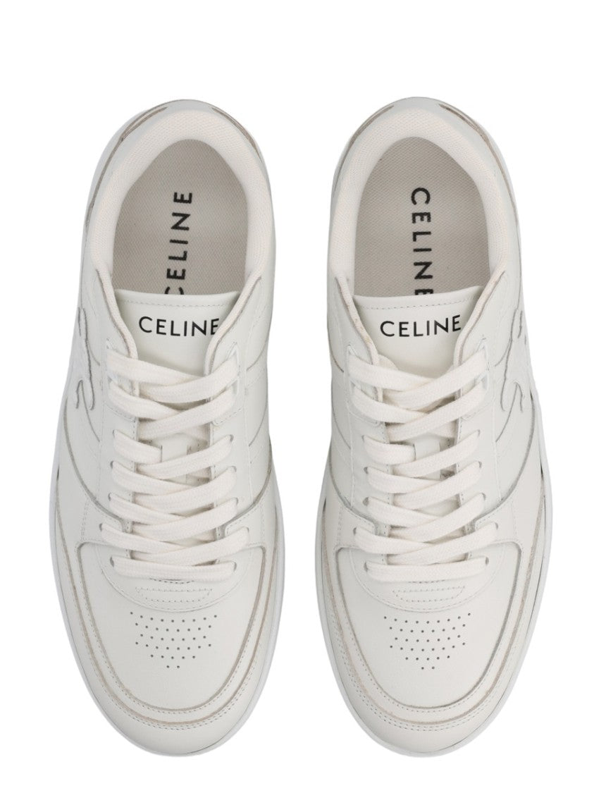 Celine White Ct-11 Calf Leather Low-Top Sneakers
