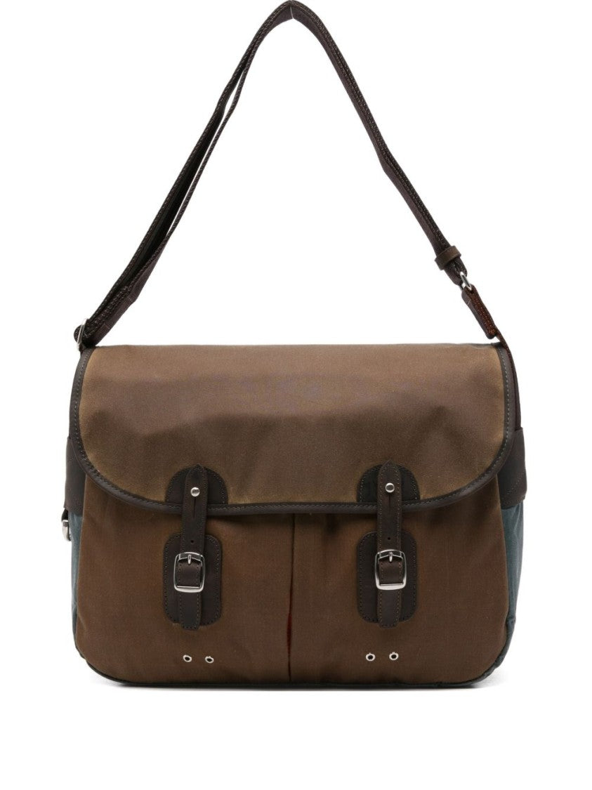 Barbour Rectangular Beige Cotton Shoulder Bag With Leather Accents