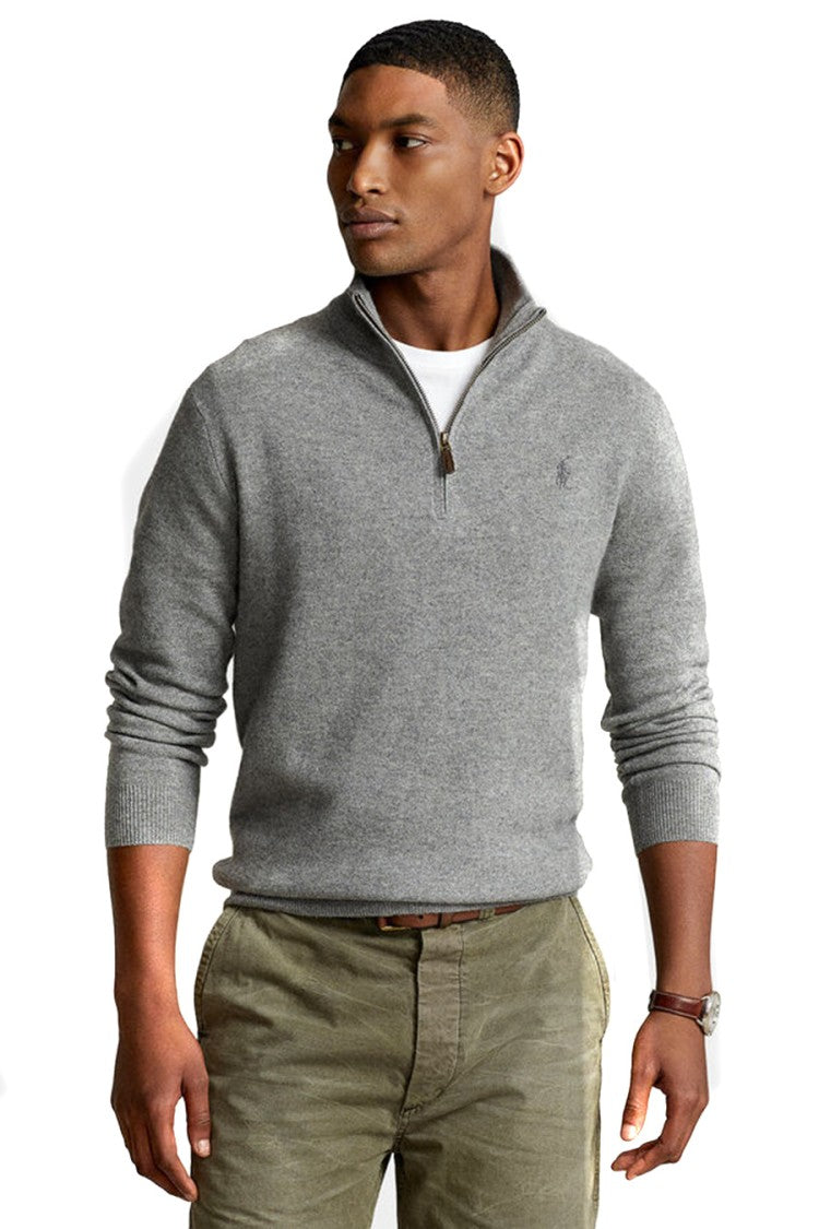 Polo Ralph Lauren Grey Half-Zip Wool Knitwear