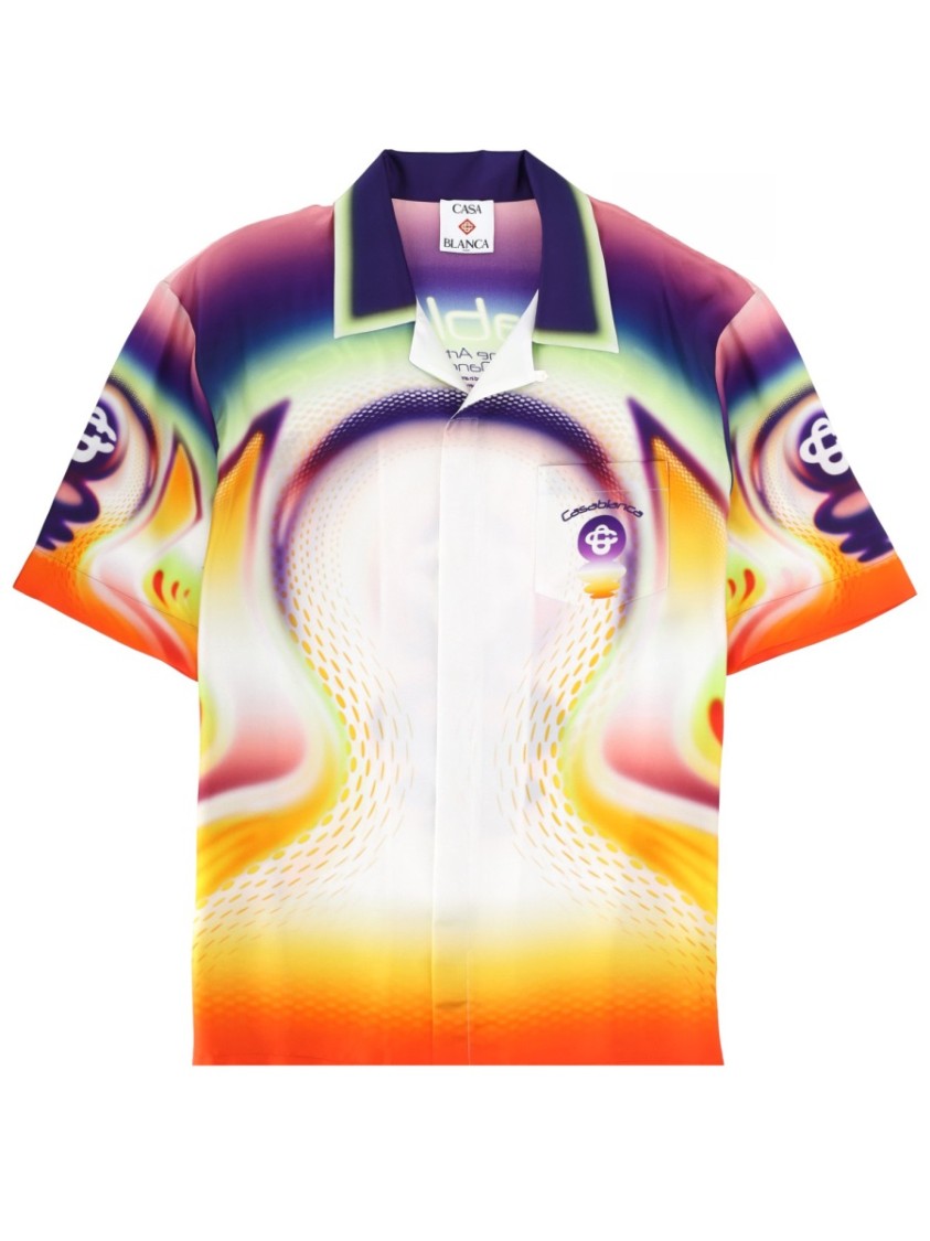 Casablanca Silk Psychedelic Printed Short Sleeve Shirt