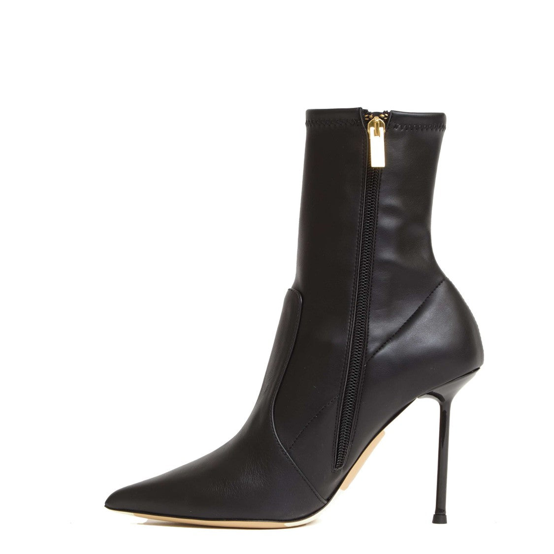 Ninalilou Elasticated Leather Ankle Boots With High Stiletto Heel