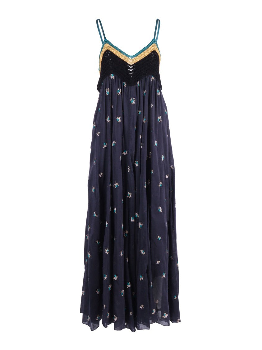 Forte Forte Petites Fleurs Voile Embroidered Midi Dress