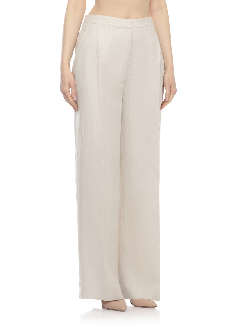 Lardini Beige Prince Of Wales Linen Formal Pants