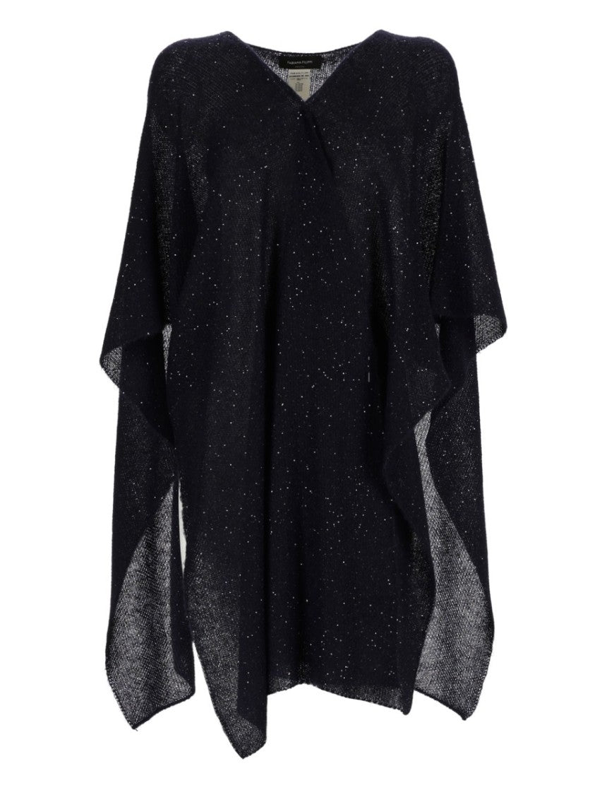 Fabiana Filippi Sequined Knit Wool-Blend Cape