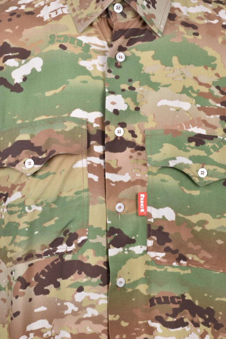 Fuct Green Brown Camouflage Viscose Shirt