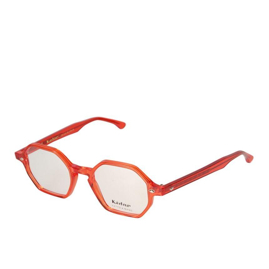 Kador Octagon Translucent Red Octagonal Frame Eyeglasses