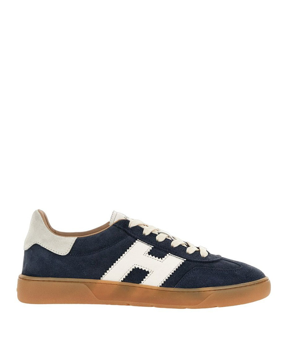 Hogan Navy Suede Sneakers With Contrasting Logo