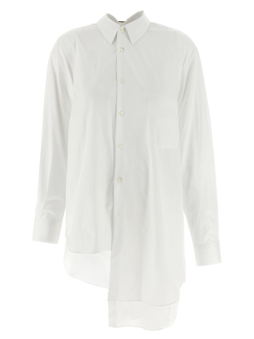 Comme Des Garçons Asymmetric Hem Shirt With Front Button Closure And Unique Silhouette
