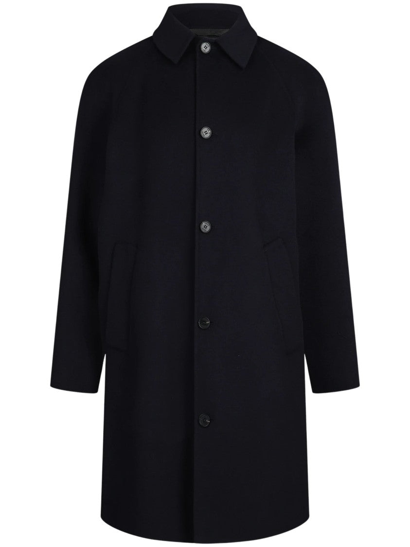 Paltò Marcello Straight Cut Black Wool Coat