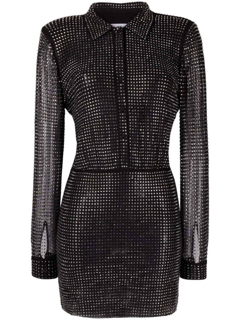 Self-Portrait Rhinestone Mini Shirt Dress