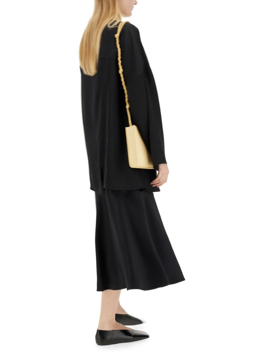 Jil Sander Flared Black Midi Skirt