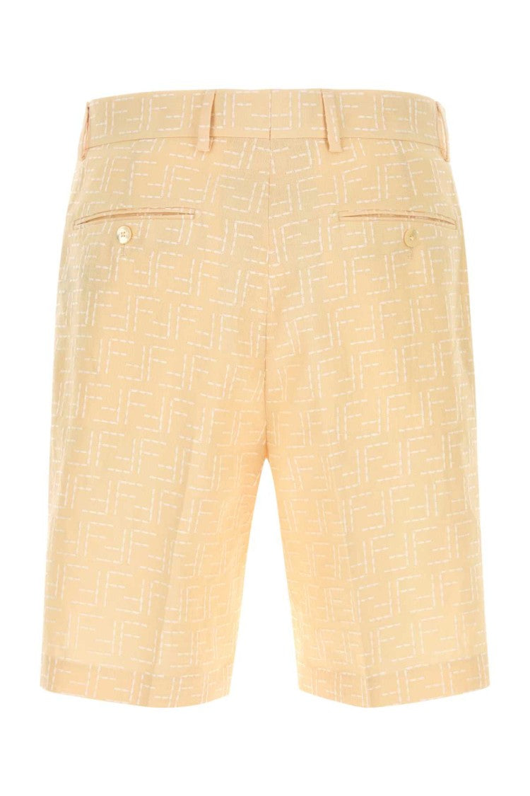 Fendi Cream Linen Blend Bermuda Shorts