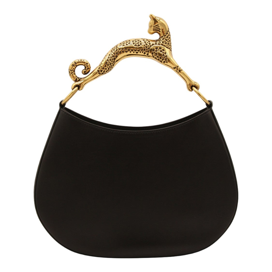Lanvin Black Handbag With Gold-Tone Leopard Handle