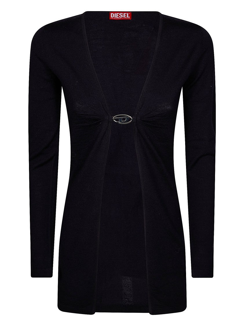 Diesel Long-Sleeved Black Top With Unique Front Closure