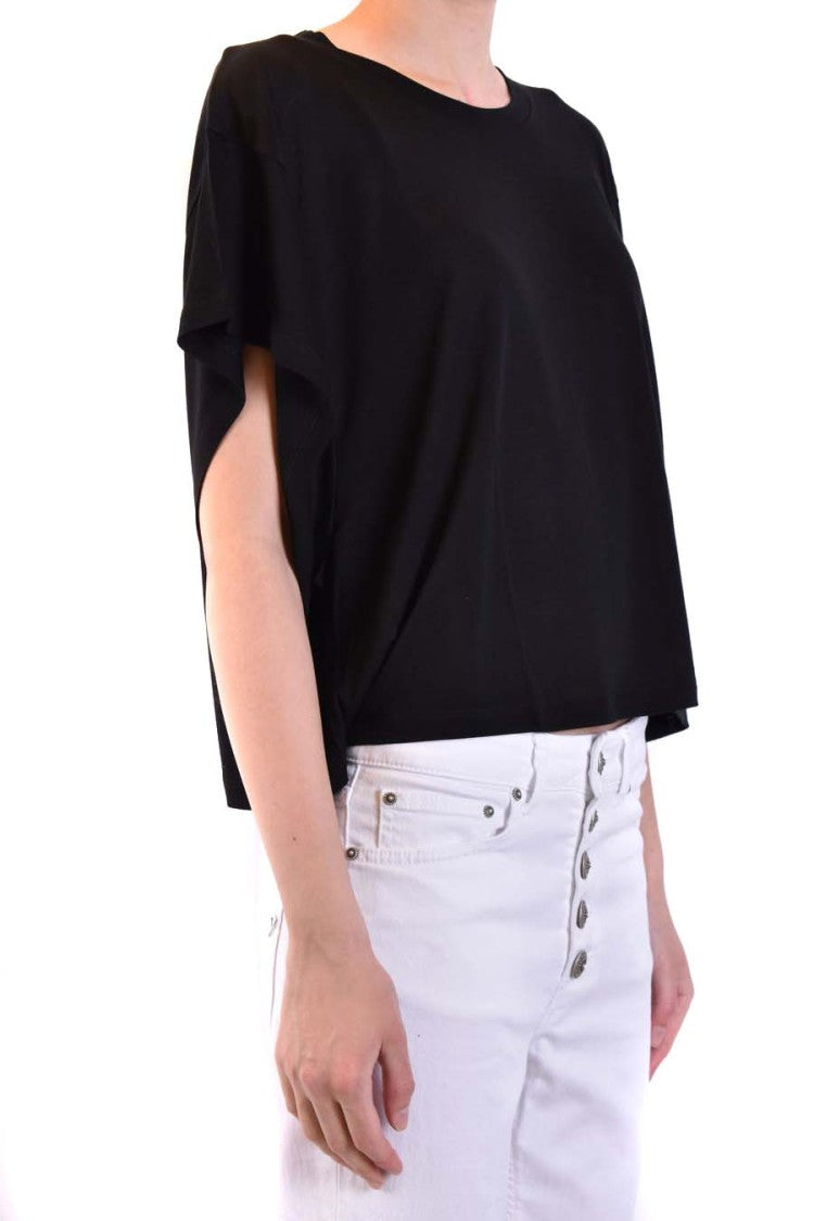 Dondup Cropped Black T-Shirt With Relaxed Fit