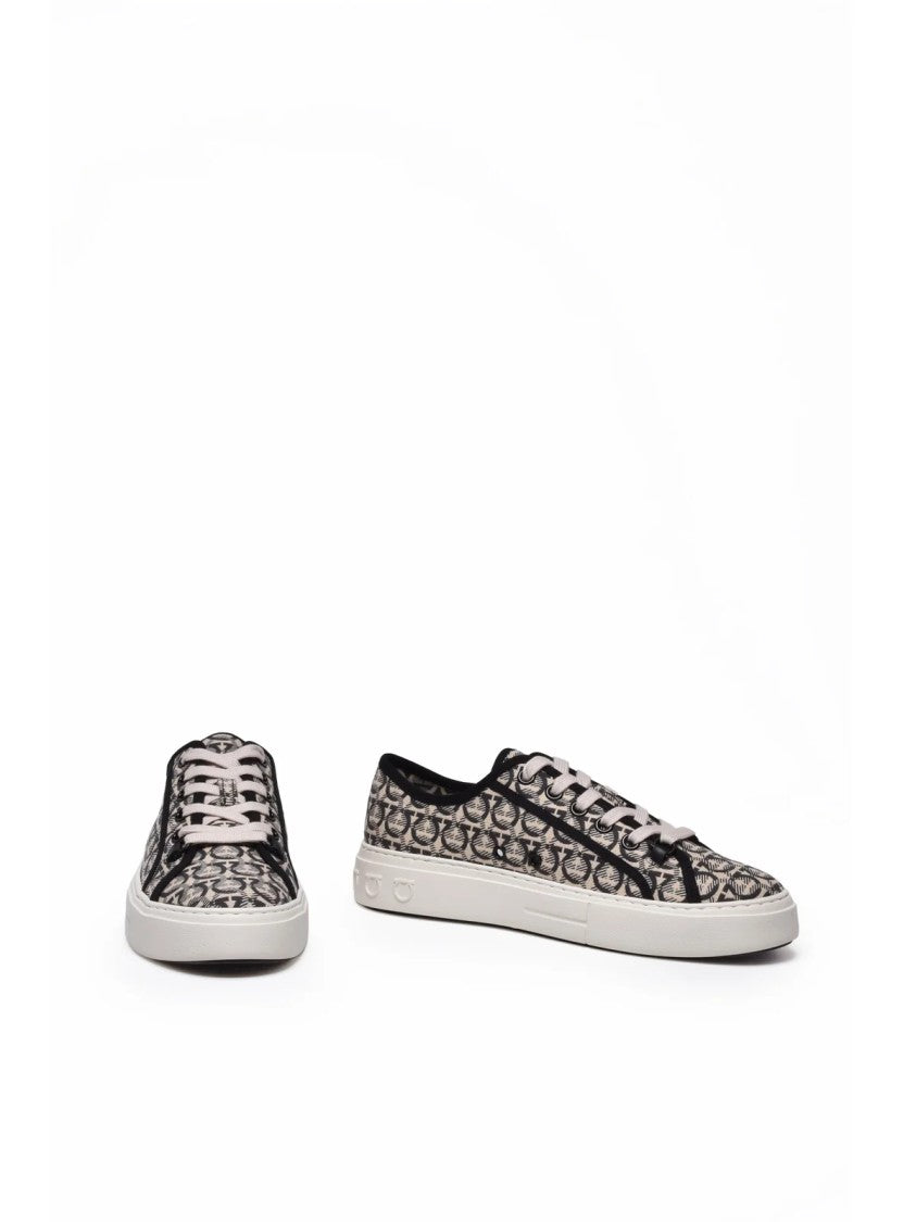 Salvatore Ferragamo Anson Canvas Sneaker - Black/Beige