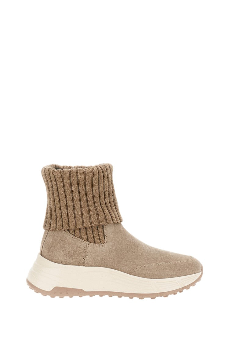 Hogan Chelsea Boots With Ribbed Wool-Blend Knit Shaft