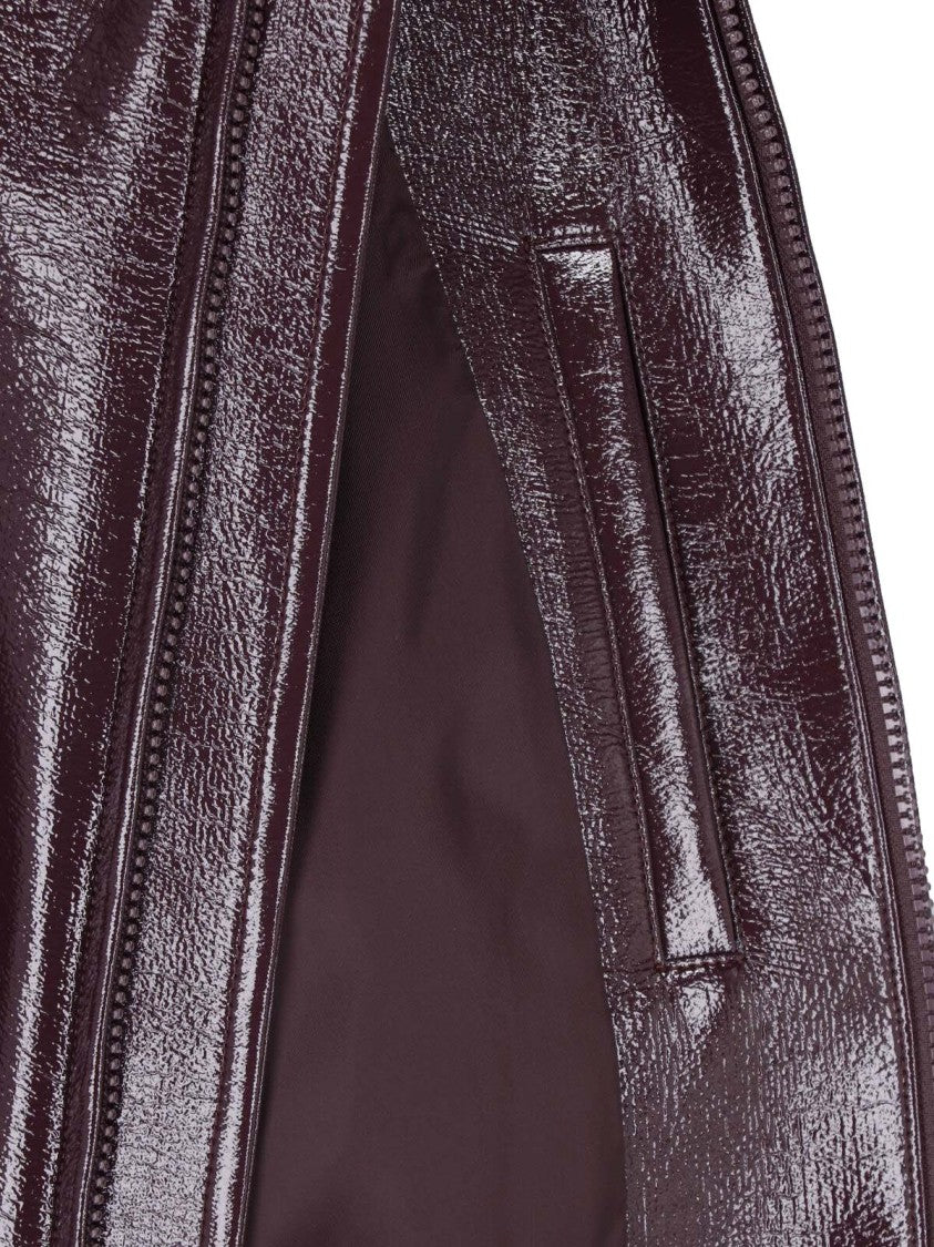 Courrèges Bordeaux Red Vinyl Classic Collar Zip Bomber Jacket