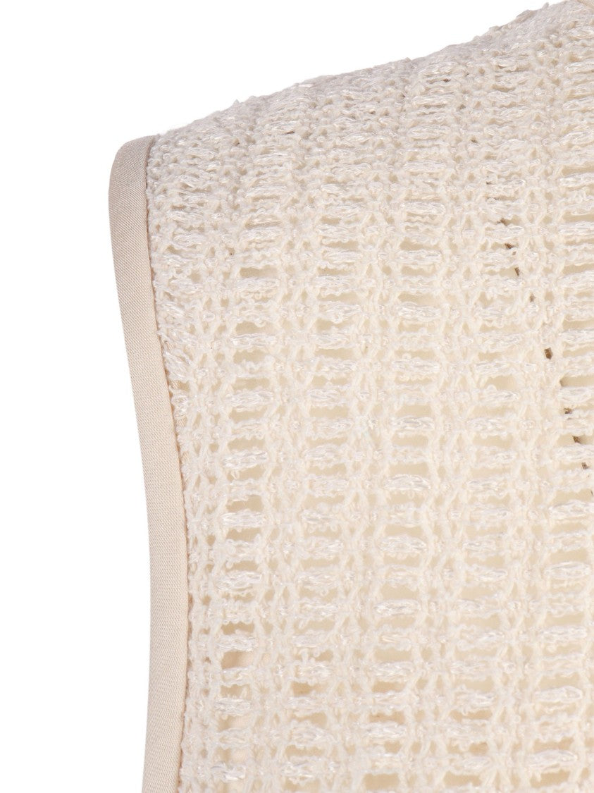 Peserico Open Knit Fringe Trim Tank Top