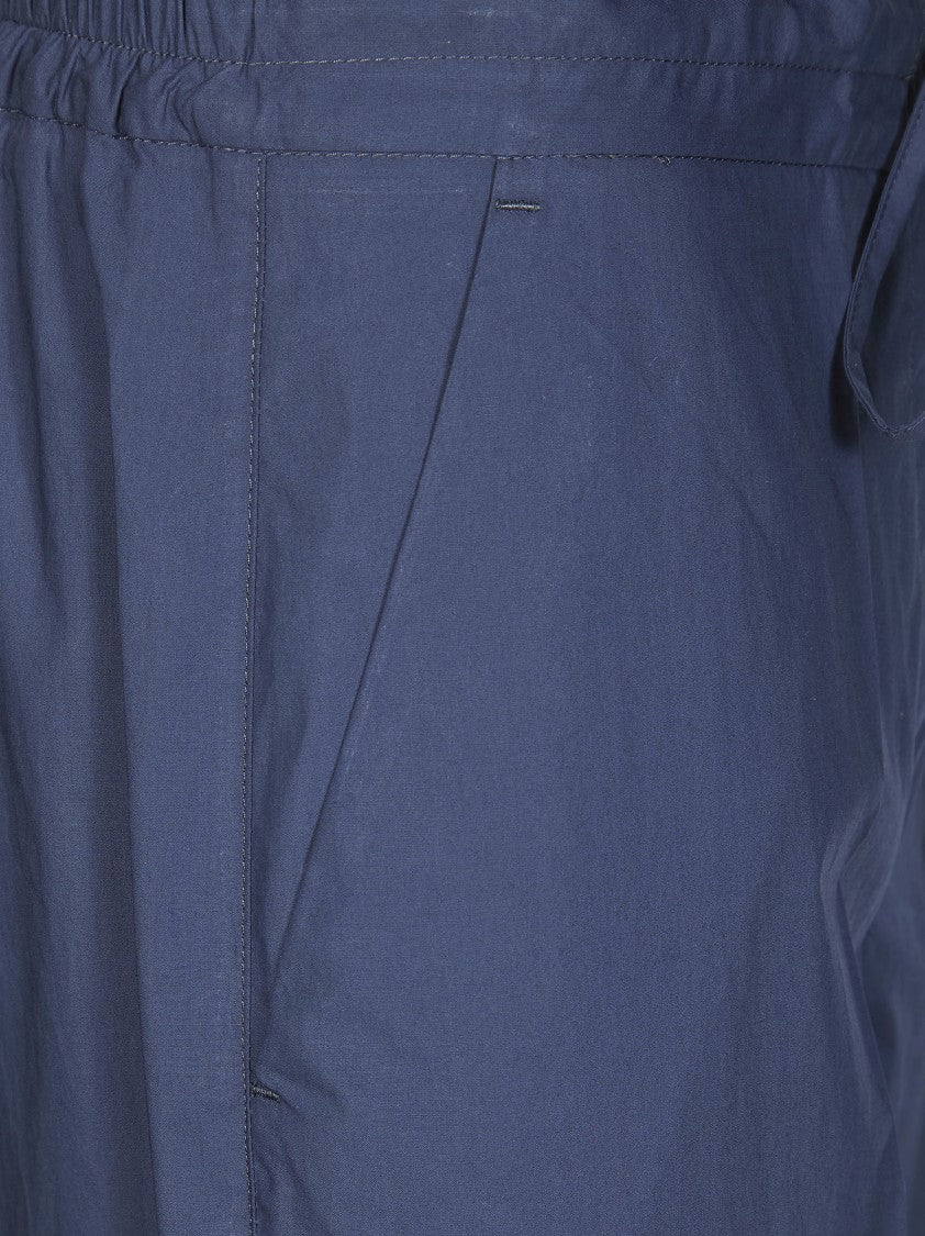 Parosh Solid Blue Drawstring Wide Leg Pants