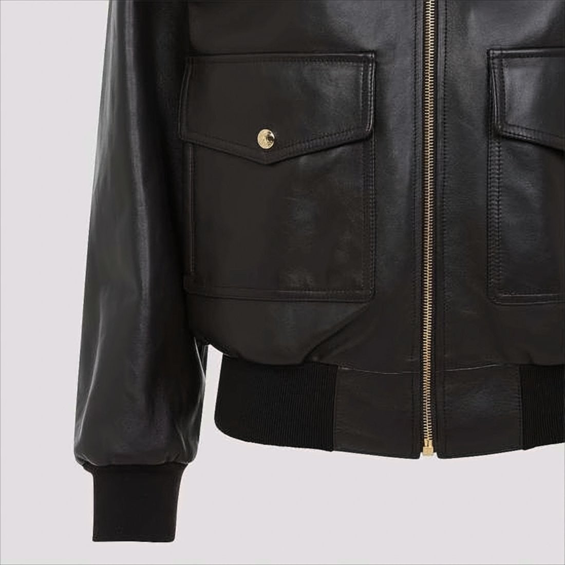 Celine Smooth Lambskin Leather Jacket With Classic Collar And Ribbed Finish