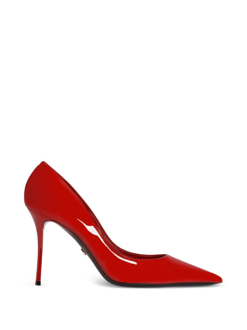 Dolce & Gabbana Red Cardinal Patent Leather Metal Logo Pumps