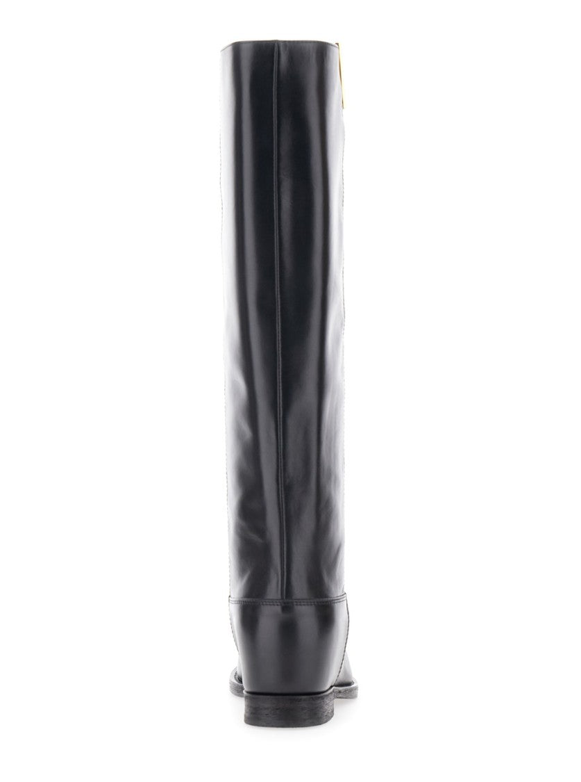 Via Roma 15 Knee-High Boots With Subtle V-Gold Accent