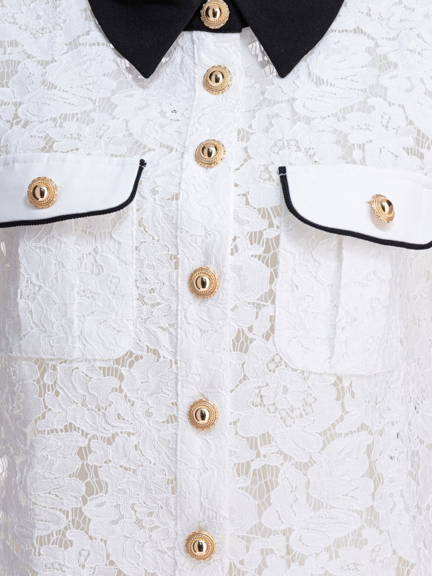 Self-Portrait Lace Collar Top With Floral Detailing