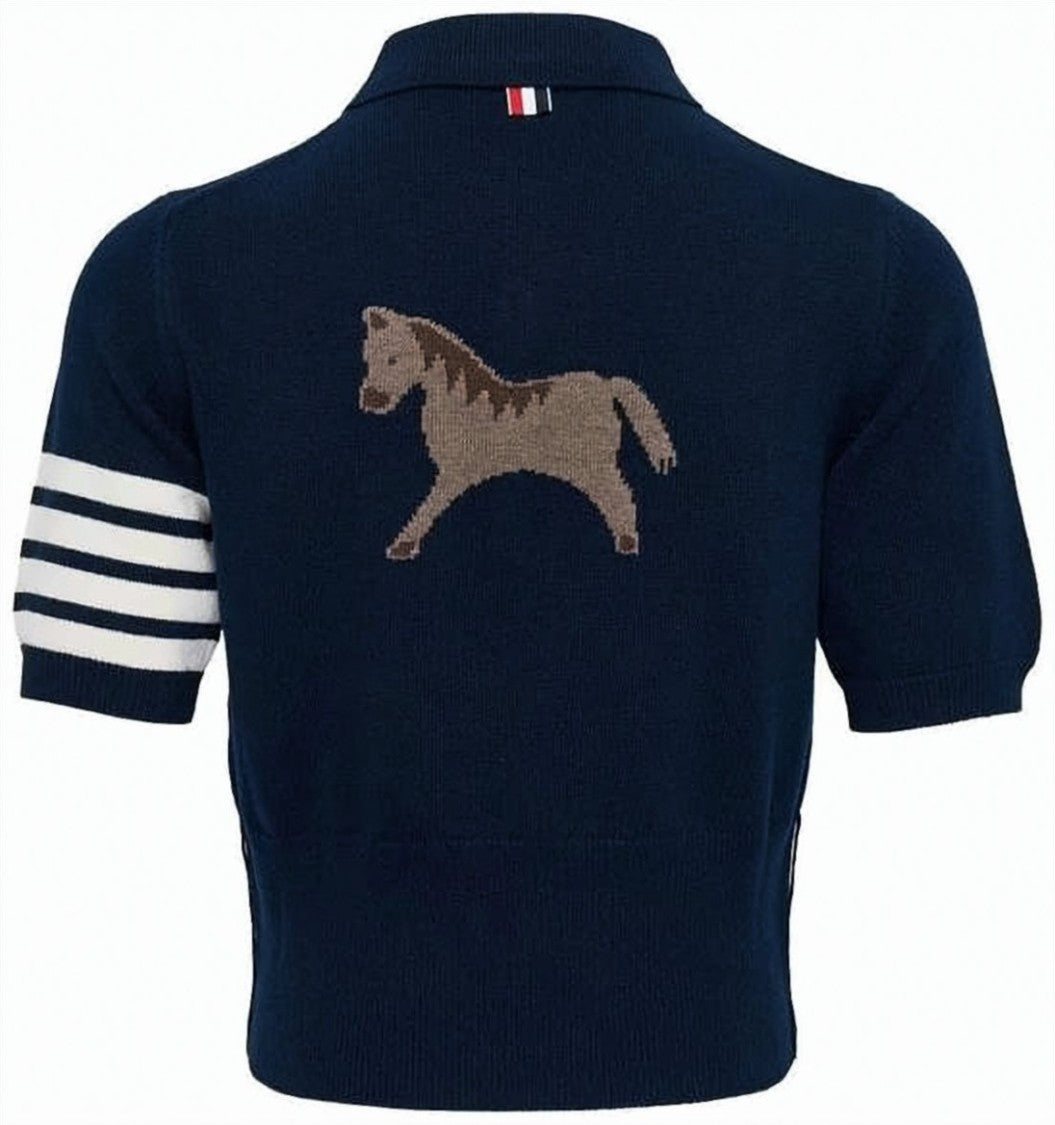 Thom Browne Wool Polo Shirt With Classic Collar