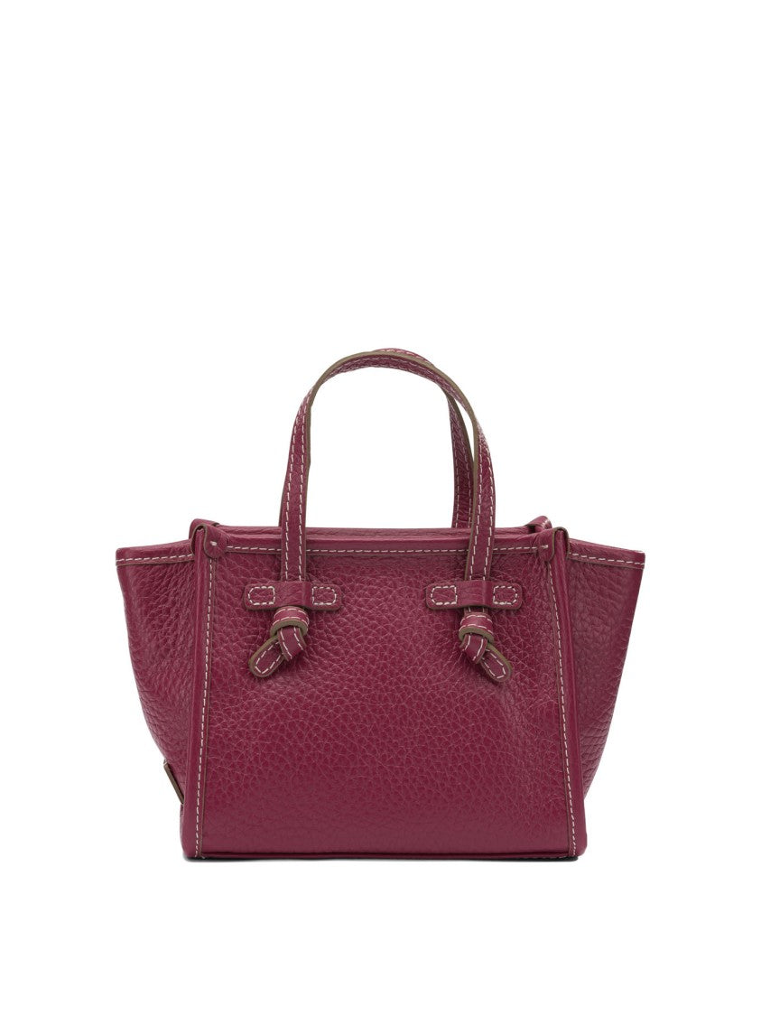 Gianni Chiarini Structured Fuchsia Leather Handbag With Dual Top Handles