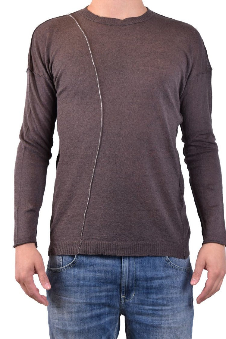 Isabel Benenato Brown Knitwear Diagonal Seam Relaxed Fit