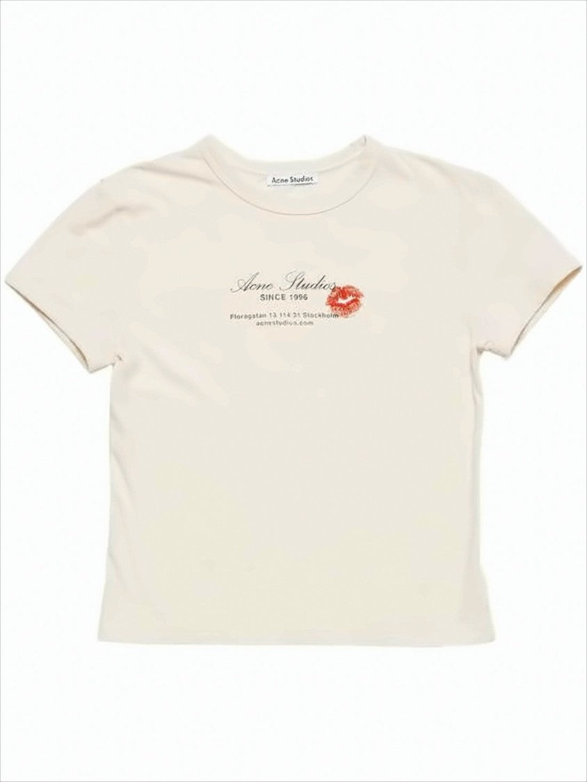 Acne Studios Cropped Short-Sleeve Cotton T-Shirt With Playful Prints