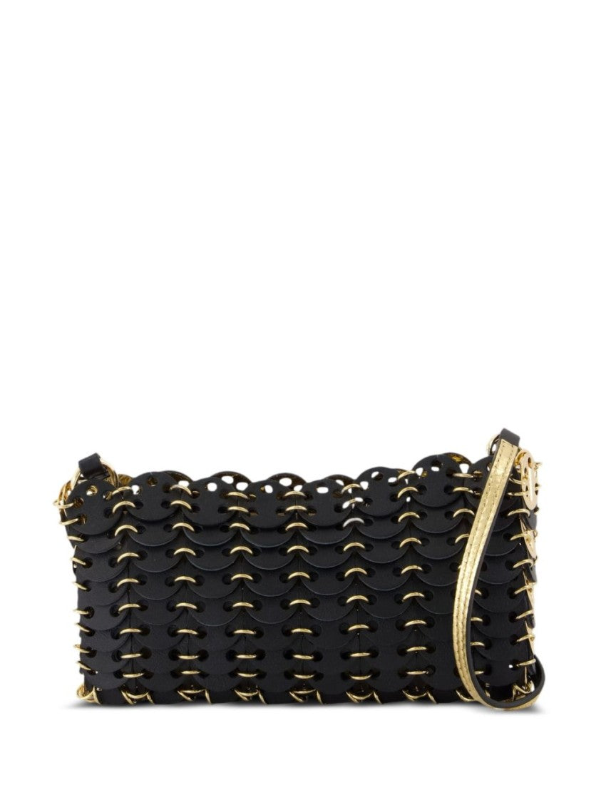 Rabanne Rectangular Black Bag With Gold-Tone Chain-Link Embellishment