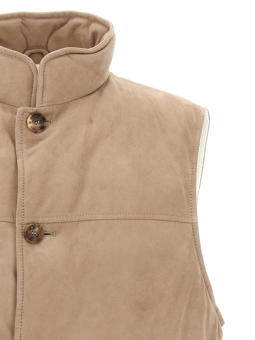 Brunello Cucinelli Suede Vest With Goose Down Padding