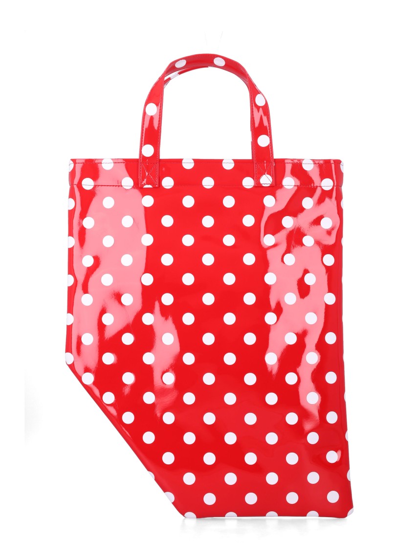 Comme Des Garçons Asymmetrical Red Polka Dot Tote Bag