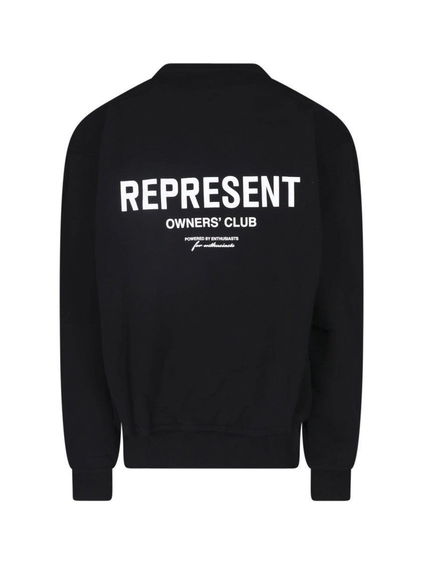 Represent Black Cotton Logo Printed Sweatshirt
