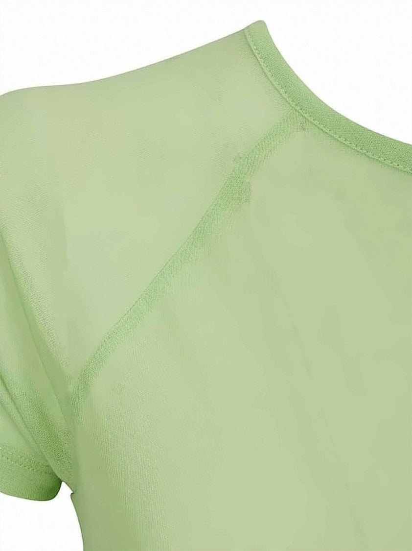 Paloma Wool Semi-Sheer Green Short-Sleeve Top With Raglan Sleeves