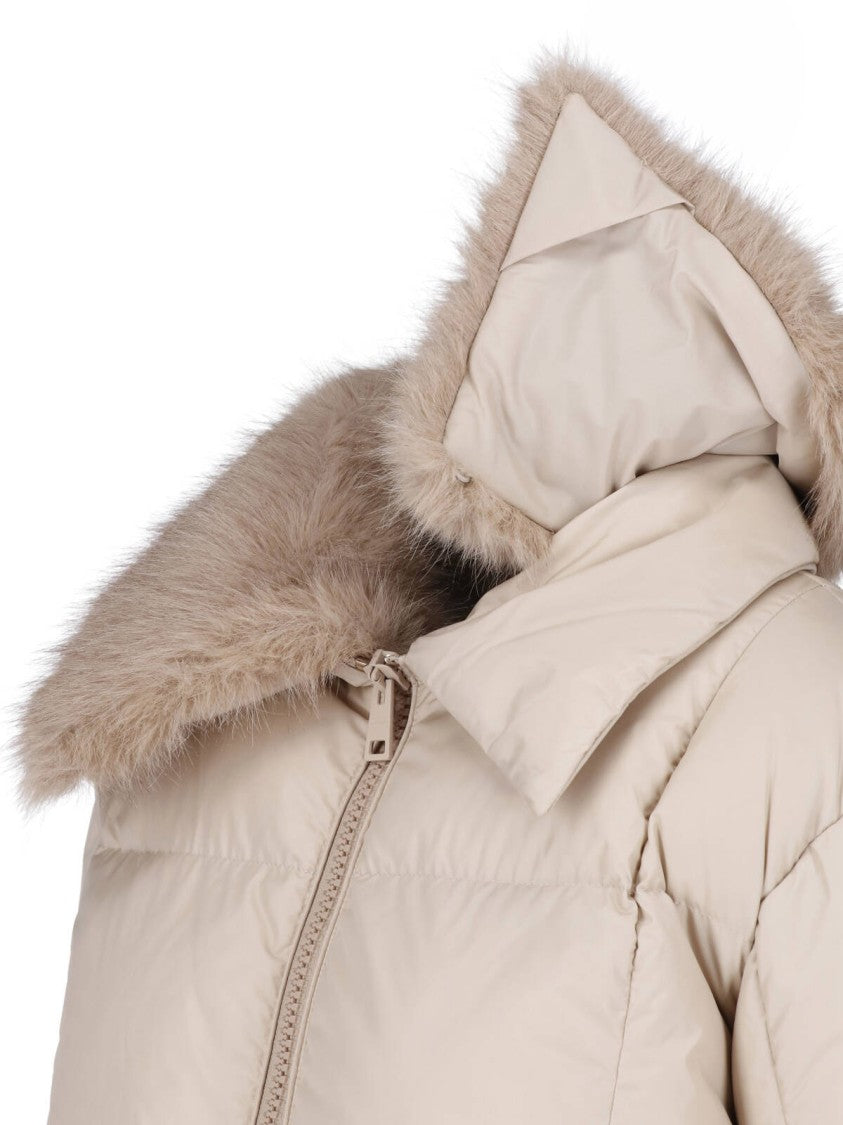 Herno Technical Fabric Padded Jacket With Faux Fur Collar