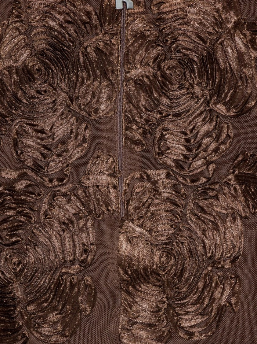 Rotate Floral Textured Knee-Length Skirt With Back Slit