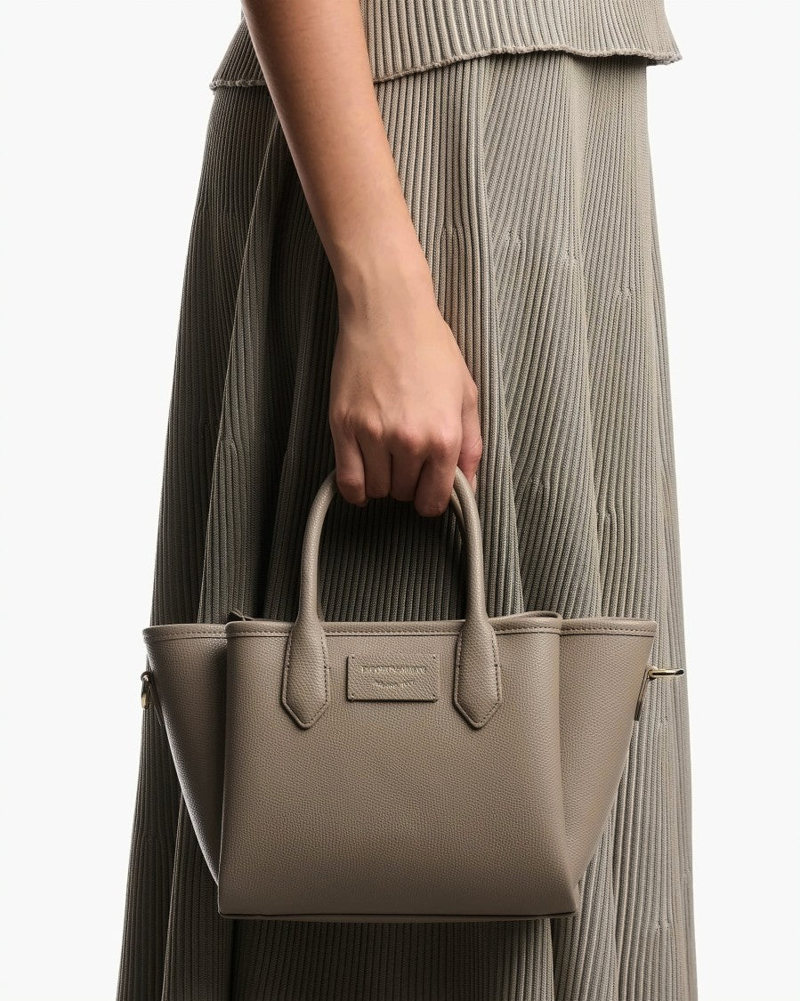 Emporio Armani Panelled Finish Detachable Strap Small Shopper