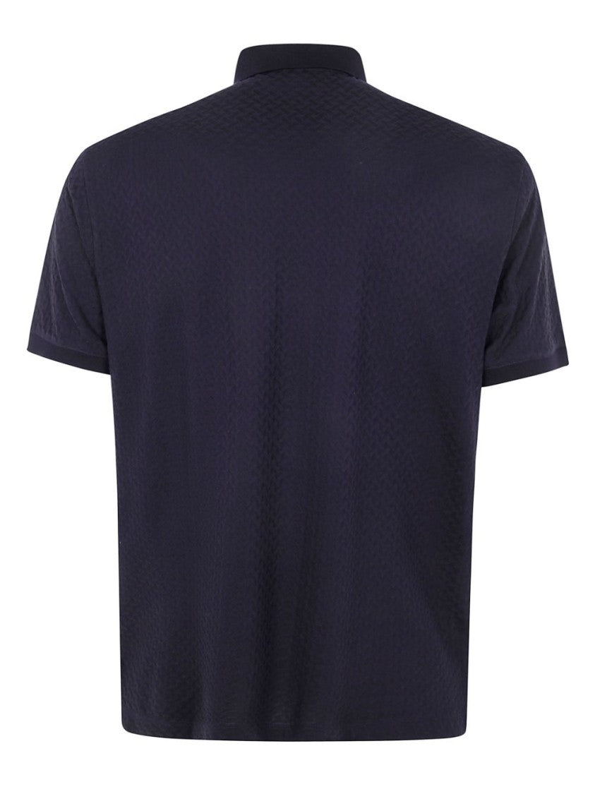 Emporio Armani Textured Fabric Polo Shirt With Classic Collar