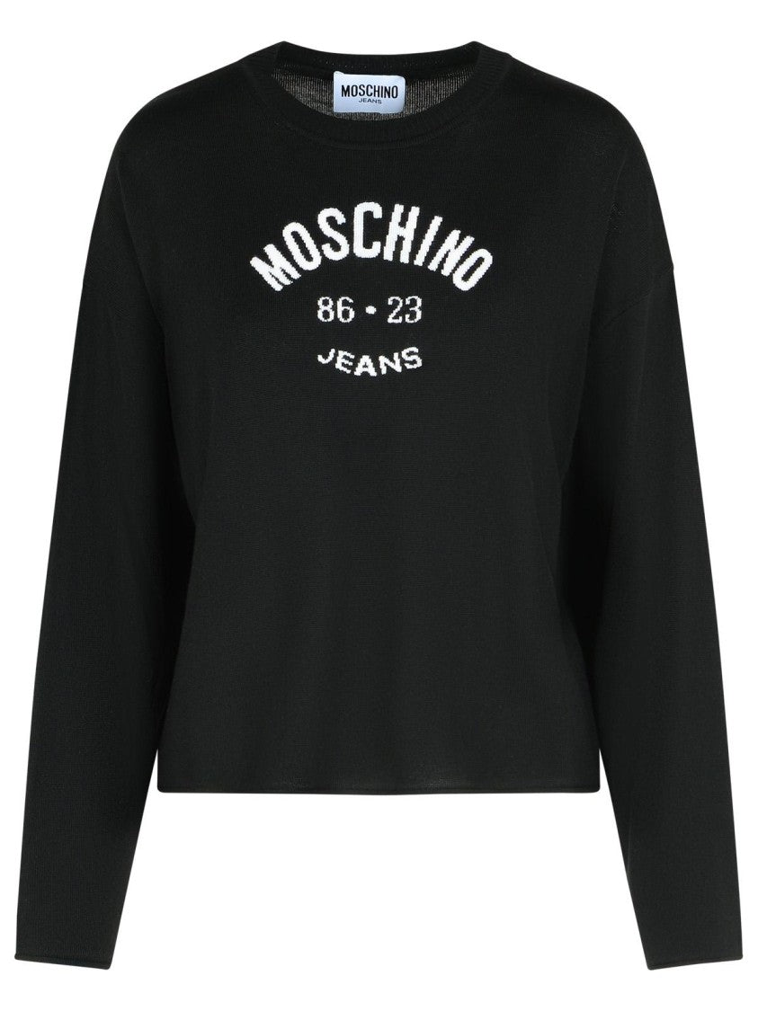 Moschino Jeans Black Virgin Wool Sweater