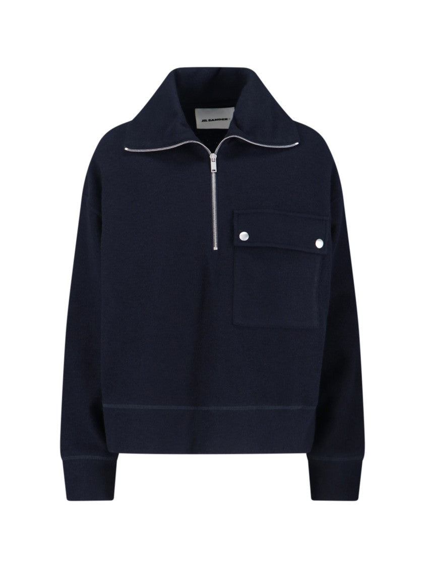 Jil Sander Zip Sweater – Navy Blue