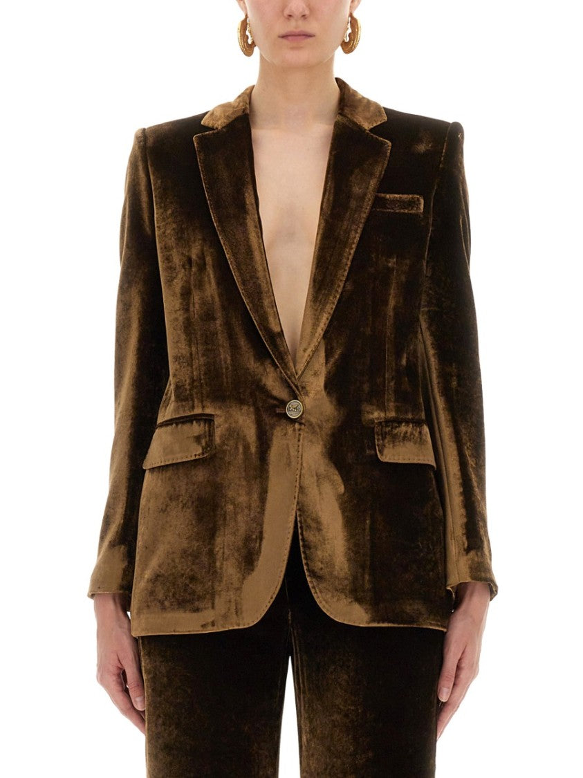 Etro Tailored Velvet Jacket With Deep V-Neckline